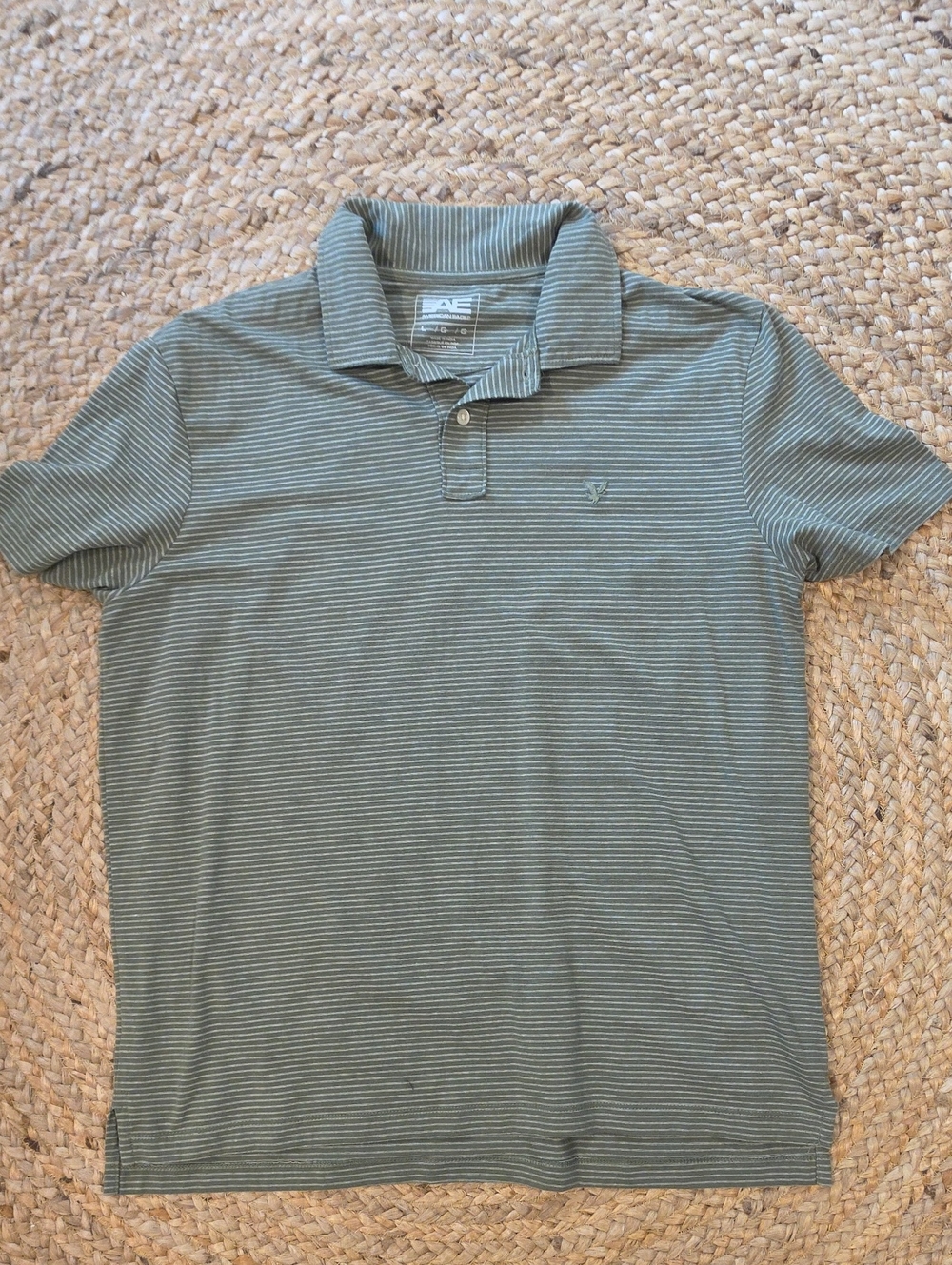 American Eagle Outfitters Olive Striped Polo